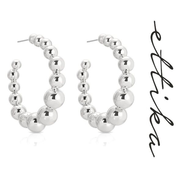 Ettika Bubble Ball Hoop Earrings (Silver) - Picture 1 of 4
